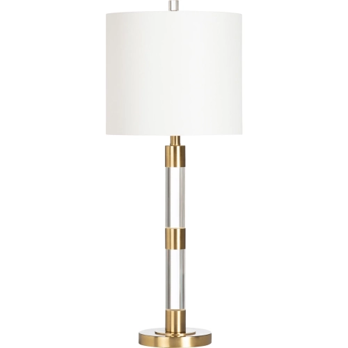 Winslet Table Lamp w/ Nightlight in Clear Acrylic, Gold & White Linen