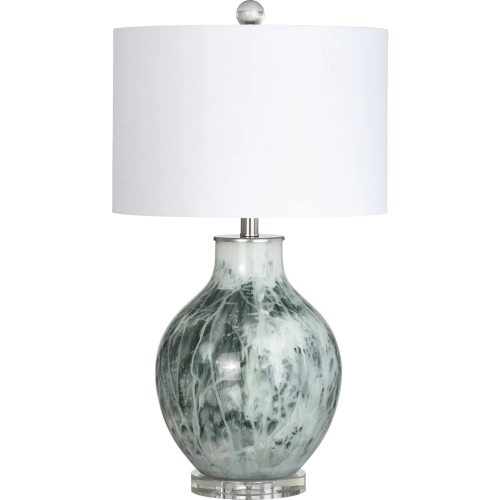 Gwen Table Lamp in Dripped Glaze Azure Green & White Blown Glass