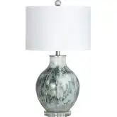 Gwen Table Lamp in Dripped Glaze Azure Green & White Blown Glass