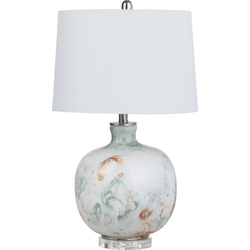 Saylor Table Lamp in Multicolor Glass & White Linen