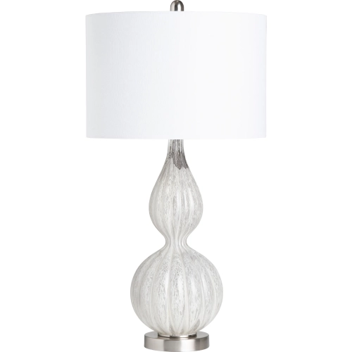 Monroe Table Lamps in Cream Ivory Glazed Blown Glass & Linen (Set of 2)