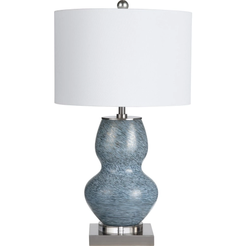Sessums Table Lamp in Glazed Blue Green Ceramic & White Linen