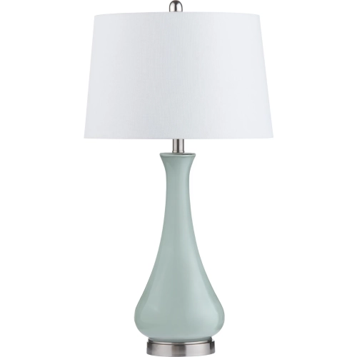 Gillian Table Lamp in Glazed Seafoam Ceramic & White Linen (Set of 2)