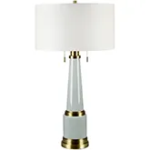 Astoria Table Lamp in Light Grey Glass, Gold & Off White Linen (Set of 2)