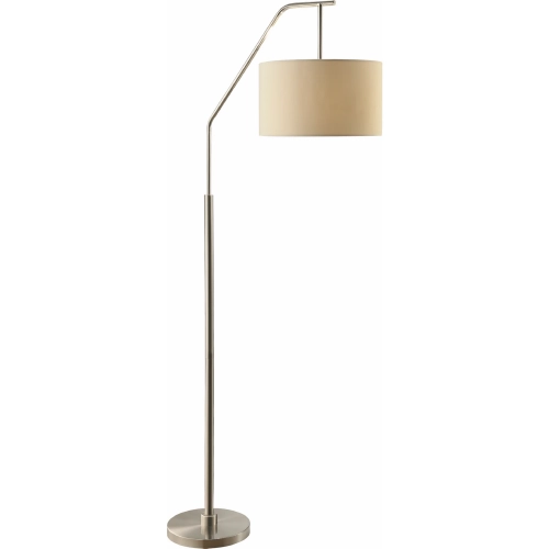 Dinsmore Floor Lamp in Silver Metal & Off White Fabric