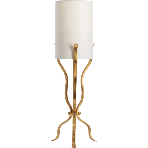 Xavier Table Lamp in Gold Metal & White Linen (Set of 2)