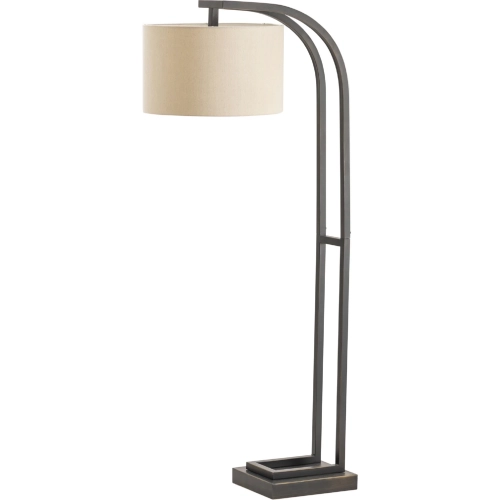 Circa 64" Floor Lamp in Bronze Metal & Natural Linen