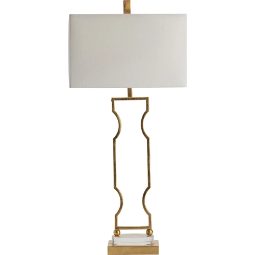Carlisle Table Lamp in Gold Leaf, Crystal& White Linen (Set of 2)
