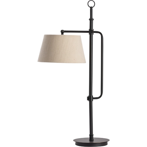 Berwick Table Lamp in Black Metal & Natural Linen (Set of 2)