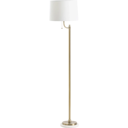 Nash Floor Lamp in Gold Metal, White Marble & White