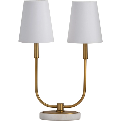Hale Double Light Task Lamp in Brass, Marble & White Linen