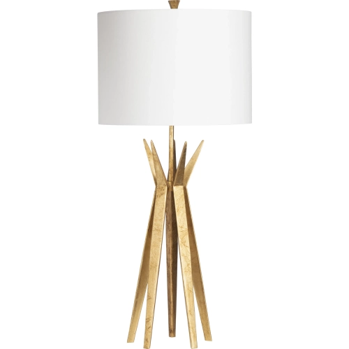 Capri Table Lamp in Gold Foil Finish & White Linen