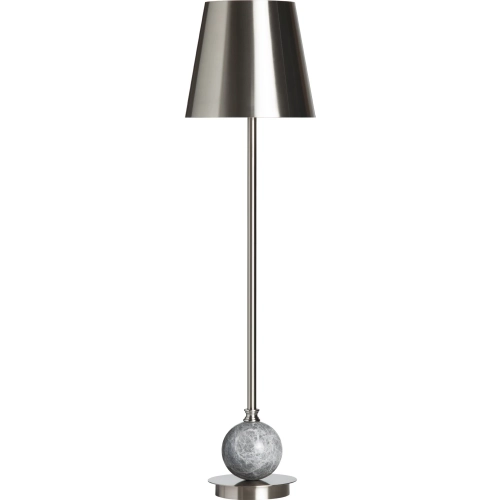 Louise Buffet Lamp in Brushed Nickel & Gray Marble (Set of 2)