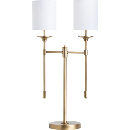 Olympia Table Lamp in Gilded Gold & White Linen (Set of 2)