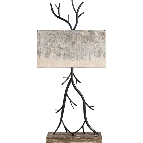 Birch Table Lamp in Rust Iron & Off white & Gray Foil Shade