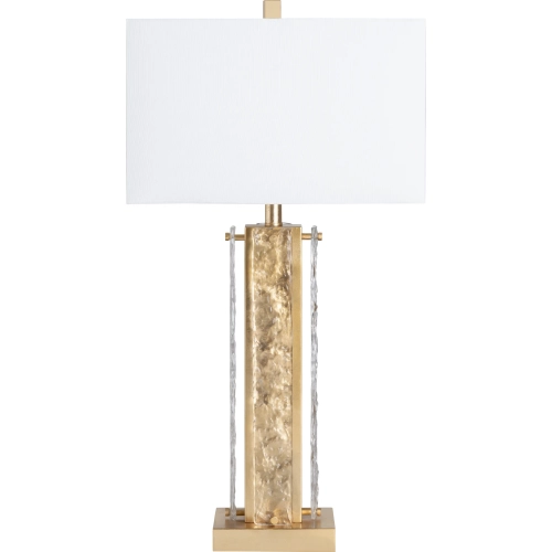 Ambrose Table Lamp in Hammered Gold, Glass & Linen (Set of 2)