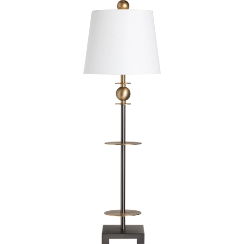 Chapman Buffet Lamp in Bronze, Brass & White Linen (Set of 2)