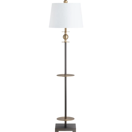 Chapman 64.5" Floor Lamp in Bronze, Brass & White Linen