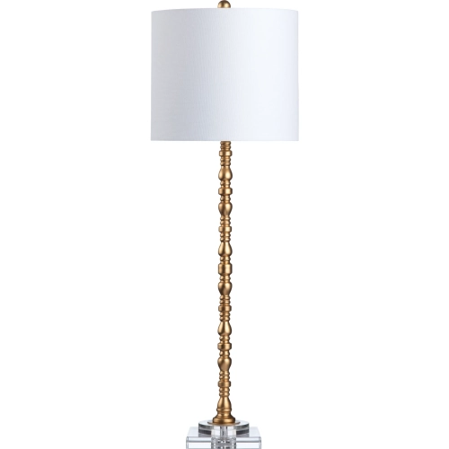 Brice Buffet Lamp in Gold Leaf, Crystal & White Linen (Set of 2)