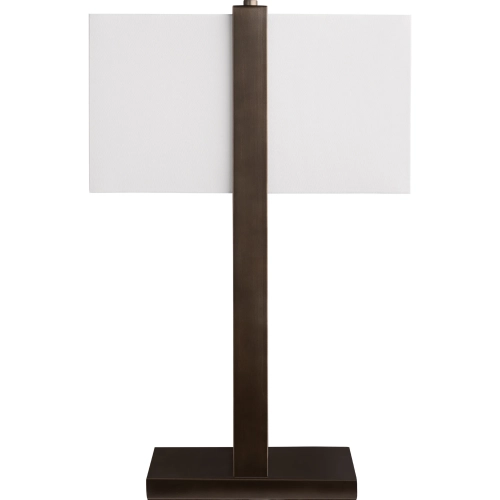 Mills Table Lamp in Bronze Metal & White Linen
