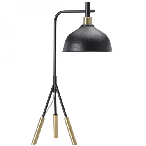 Hammered Table Lamp in Hammered Black Metal & Gold