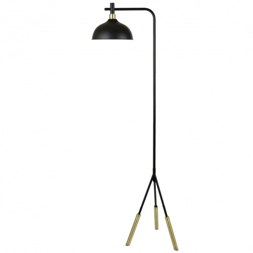 Hammered 68"H Floor Lamp in Hammered Black Metal & Gold