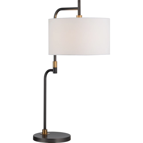 Crestview Table Lamp in Black, Gold Metal & White Linen (Set of 2)