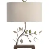 Ella Table Lamp in Hand Painted Multicolor Metal & Linen