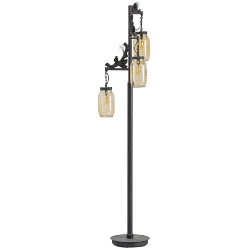 Fire Catcher 65.5" Floor Lamp in Black Metal & Clear Glass Jars