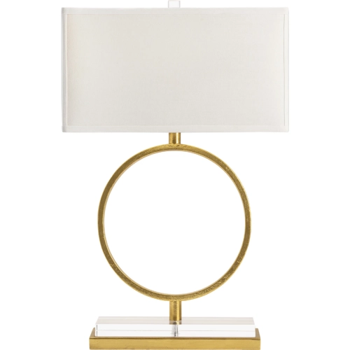 Aldrich Table Lamp in Gold Metal, Crystal & Linen