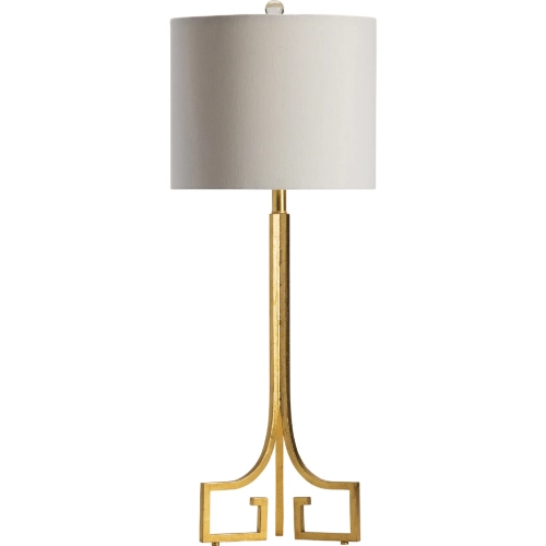 Lux Table Lamp in Gold Metal & White Linen