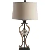 Whitby Table Lamp in Bronze, Mercury Glass & Natural Linen (Set of 2)