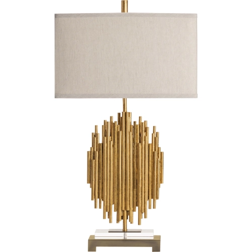 Galveston Table Lamp in Gold Metal, Crystal & Linen