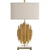 Galveston Table Lamp in Gold Metal, Crystal & Linen
