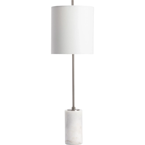 Jenna Table Lamp in Brushed Silver, White Marble & White Fabric (Set of 2)