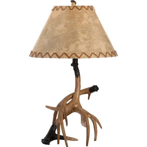 Trophy Table Lamp in Brown Resin Faux Antler (Set of 2)