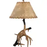 Trophy Table Lamp in Brown Resin Faux Antler (Set of 2)