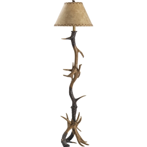 Trophy 66" Floor Lamp in Brown Resin Faux Antler & Mica
