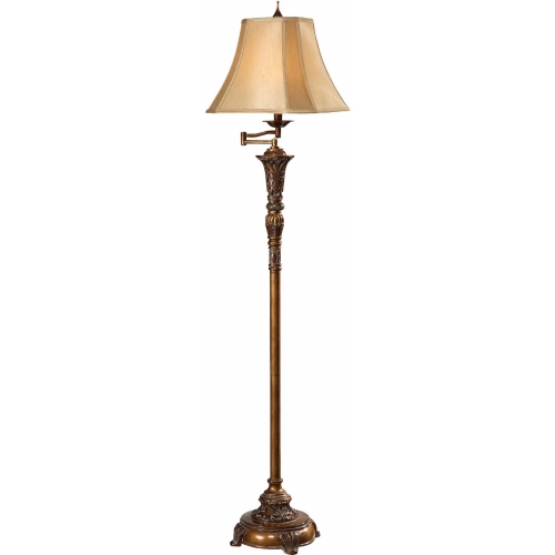 Tyler 61" Floor Lamp in Antique Brass Finish Resin & Antique White Fabric