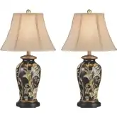 Windham Table Lamp in Hand Painted Multicolor Ceramic (Set of 2)