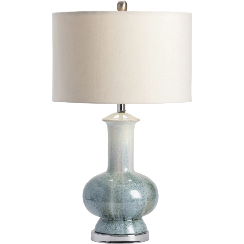 Sea Breeze Table Lamp in Speckled Light Blue Ceramic & White Fabric