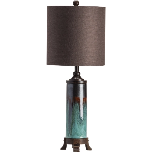 Briston Table Lamp in Teal, Tan & Brown Ceramic & Brown Linen (Set of 2)