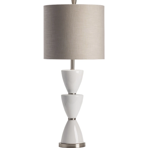 Morison Table Lamp in White Ceramic & Silver (Set of 2)