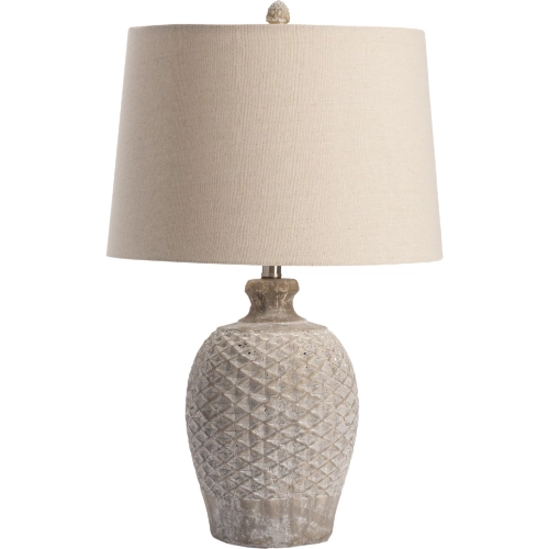 Cabos Table Lamp in Distressed Glaze Tan Ceramic & Cream Linen (Set of 2)