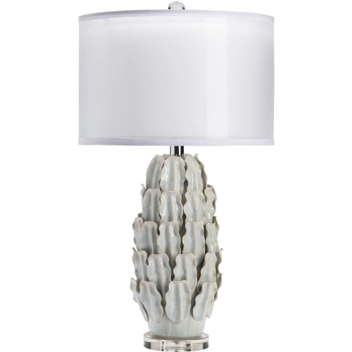 Monticito Table Lamp in Glazed Gray & Blue Ceramic & White Linen