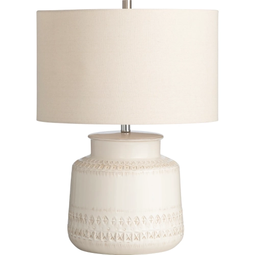 Alexis Table Lamp in Textured Cream Ceramic & Beige Linen