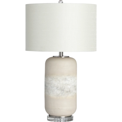 Sloane Table Lamp in Beige Ceramic, Crystal & Cream Linen