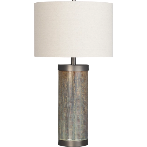 James Table Lamp in Multicolor Ceramic, Metal & Oatmeal Linen (Set of 2)