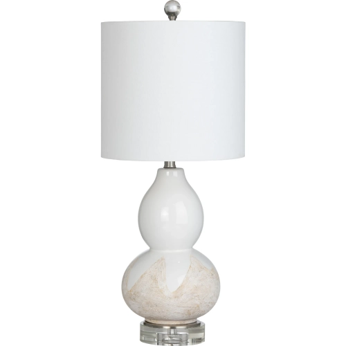 Ainsley Table Lamp in Gloss White Ceramic & White Linen (Set of 2)