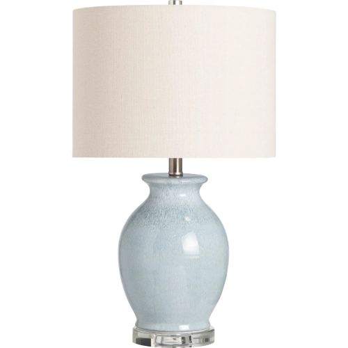 Meadows Table Lamp in Light Blue Glazed Ceramic, Crystal & Linen (Set of 2)